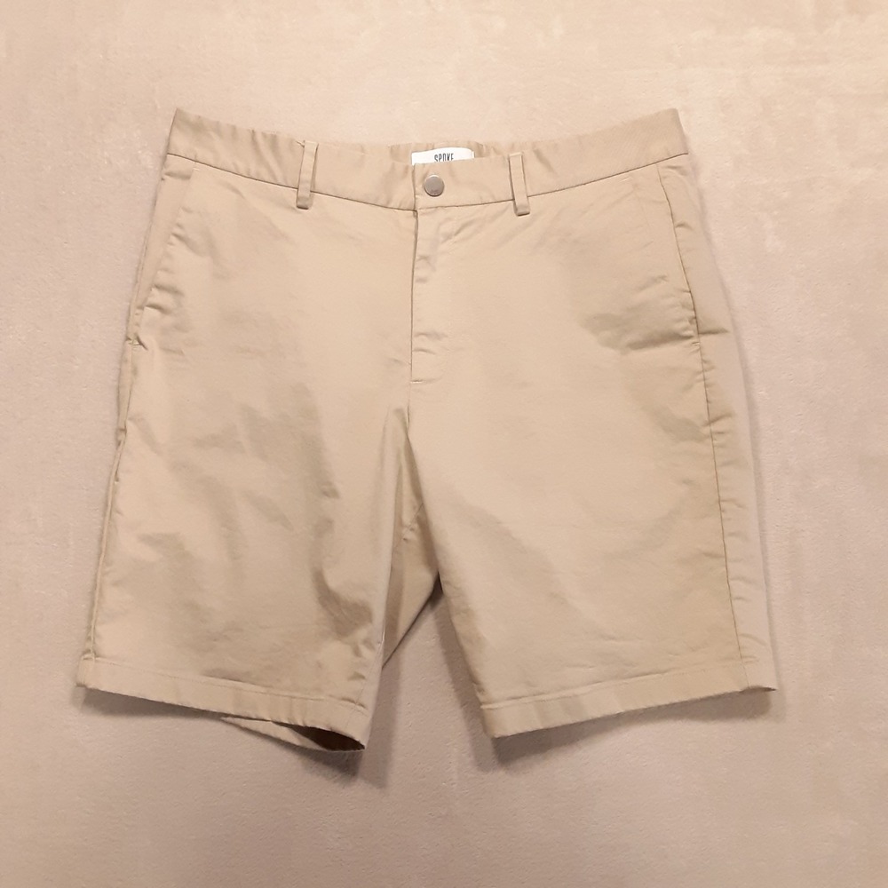 Spoke Mens Smart Stretch Cotton Shorts Sz.34 Khaki 9" Inseam Build C Chino